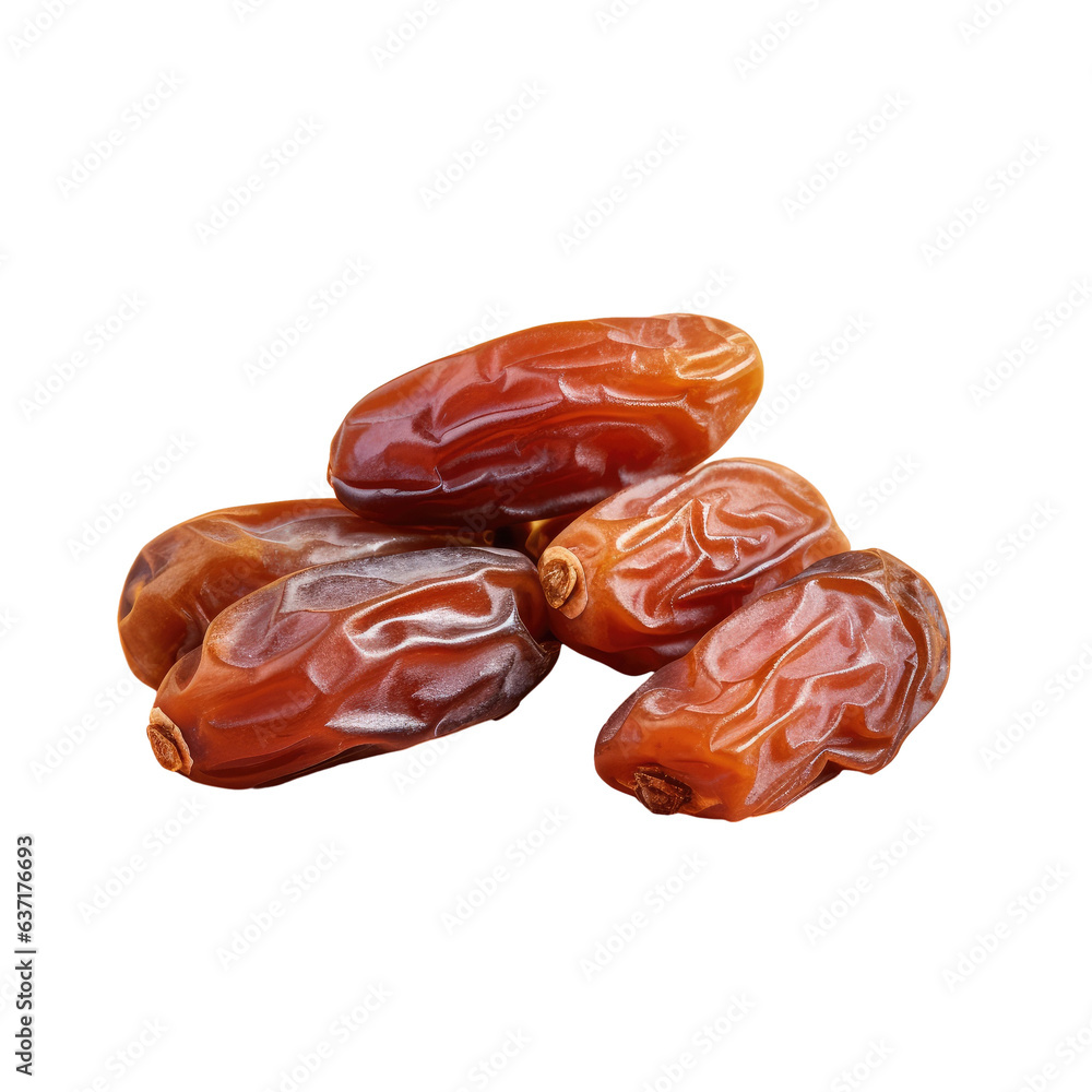 Closeup of dried dates isolated on transparent background Closeup of dried dates isolated on transparent background