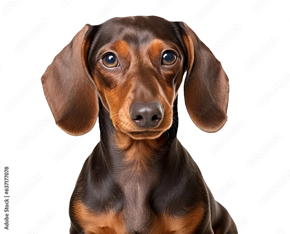 Portrait of a dachshund dog isolated on transparent background
