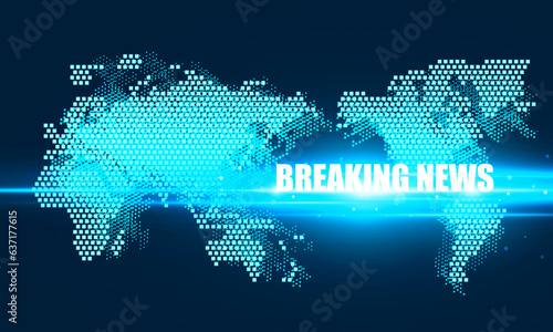 Abstract Breaking news Light out technology background Hitech communication concept innovation send for planet earth with sunrise and technology network effect of anaglyph 