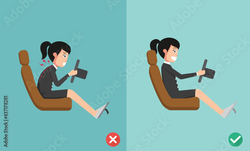 Best and worst positions for driving a car illustration vector