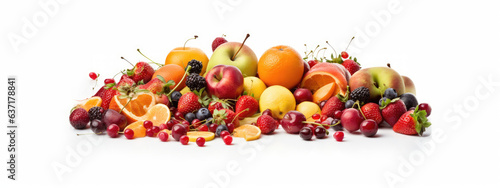 various fruits types on white background