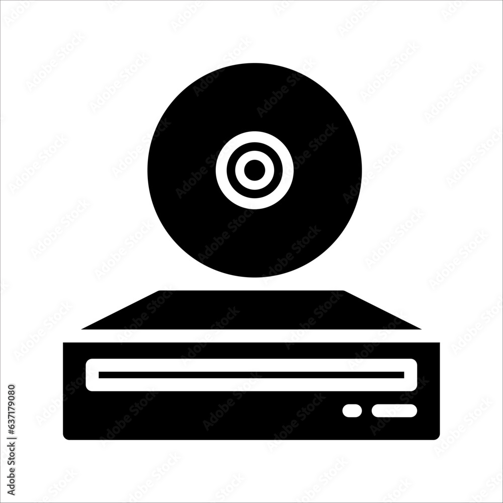 Compact Disk, Bluray, CD or DVD. Flat Vector Icon illustration. Simple black symbol on white