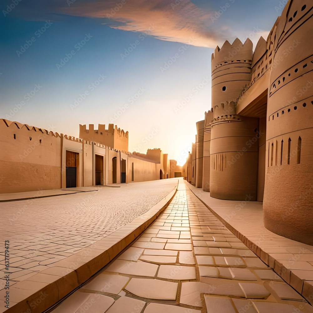 Streets of the old city Diriyah near Ar Riyadh, Kingdom of Saudi Arabia ...
