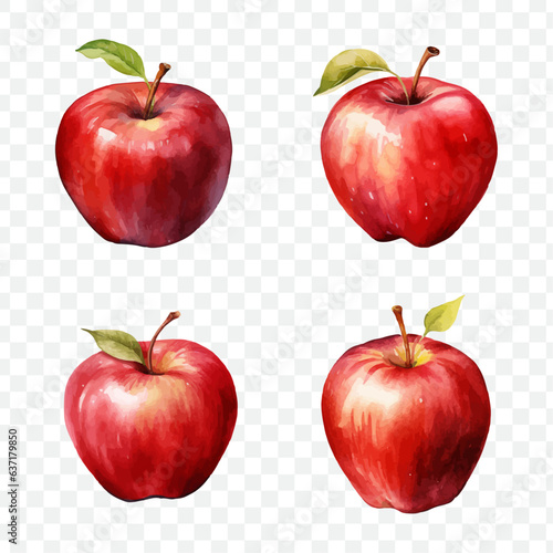 Apple fruit in watercolor drawing style