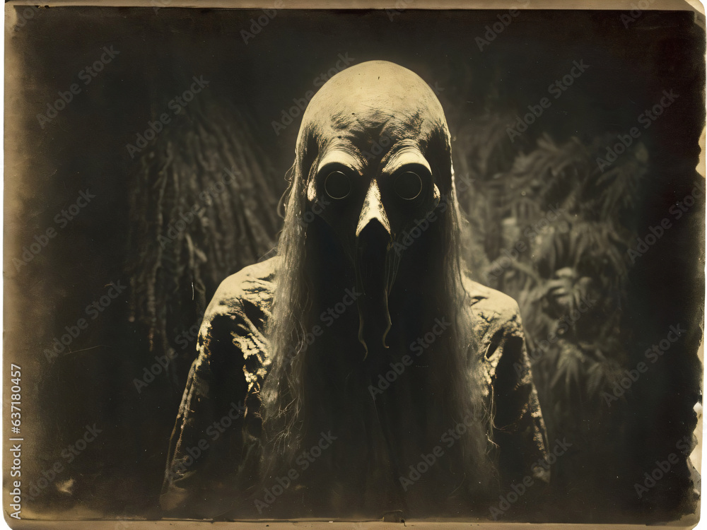 Antique Black and White Photo of Monster Horror Halloween Evil Antique Black and White Photo of Monster Horror Halloween Evil