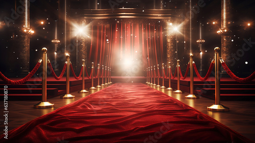 red carpet on stage with spotlight background