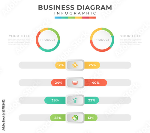 2 Chart comparison diagram. presentation vector infographic template for business.