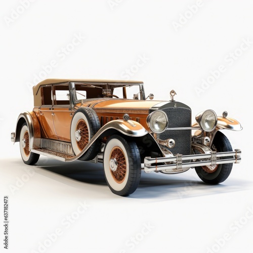a detailed model of a vintage car, white background, 3D rendering © Mahenz