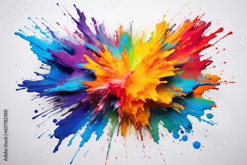 Colorful rainbow holi watercolor paint splash explosion. Abstract colored background. Generative AI.