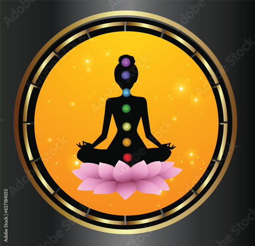 Chakra Meditating  with woman vector 