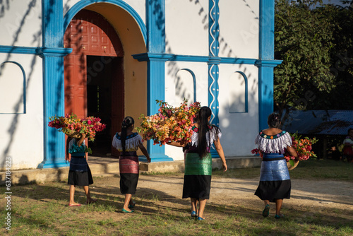 Indigenous girls decorate their church