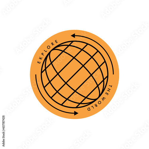 earth icon vector design in simple and retro style suitable for t-shirt and sticker design