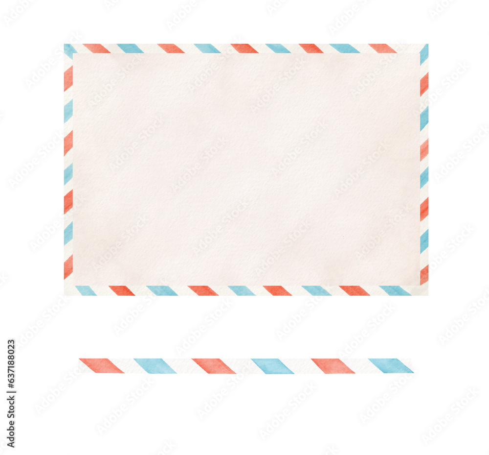 Blank postcard, watercolor post illustration isolated on white background Blank postcard, watercolor post illustration isolated on white background