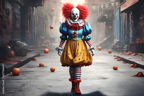 Portrait of a female clown. Generative AI