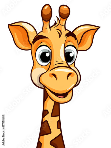 Funny giraffe head cartoon character illustration isolated on transparent background. Generative AI