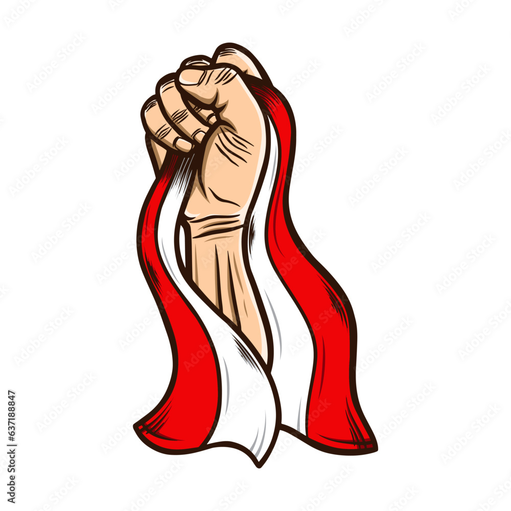 Vector Illustration of indonesian Independence Day. Hands with indonesian flags. Vector of the national flag of indonesia Vector Illustration of indonesian Independence Day. Hands with indonesian flags. Vector of the national flag of indonesia
