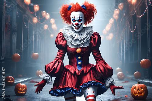 Portrait of a female clown. Generative AI