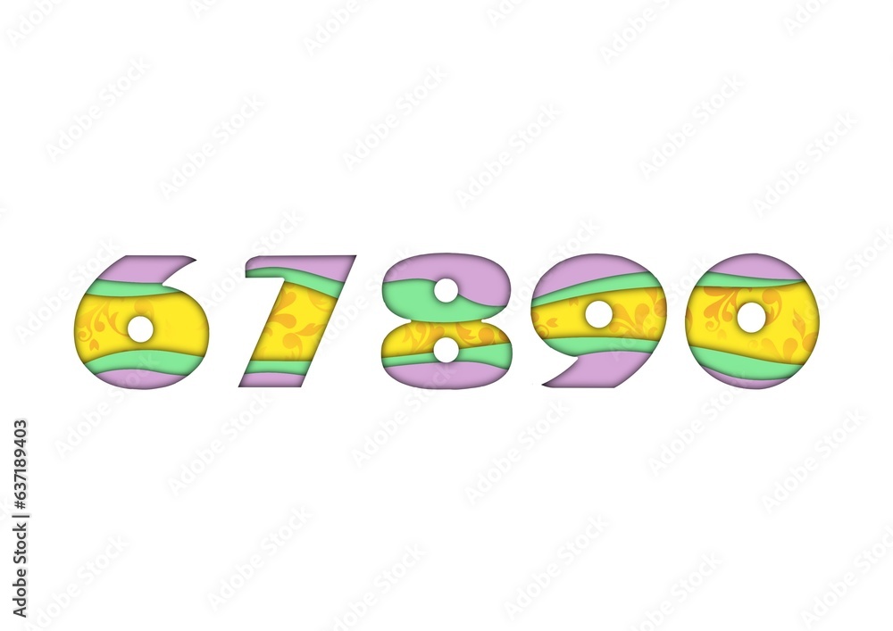 Fototapeta premium Peper-cut styled numbers 6-0