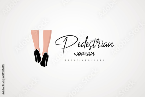 Beautiful walking woman legs logo vector illustration