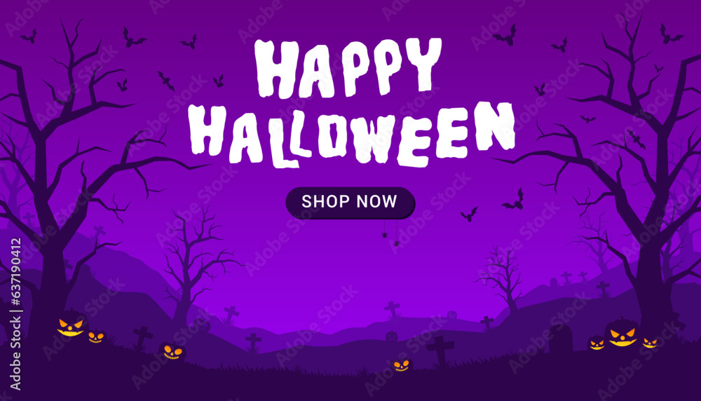 Halloween Sale Promotion Poster or banner with Halloween Night pumpkin.Website spooky or banner template.Vector illustration EPS10