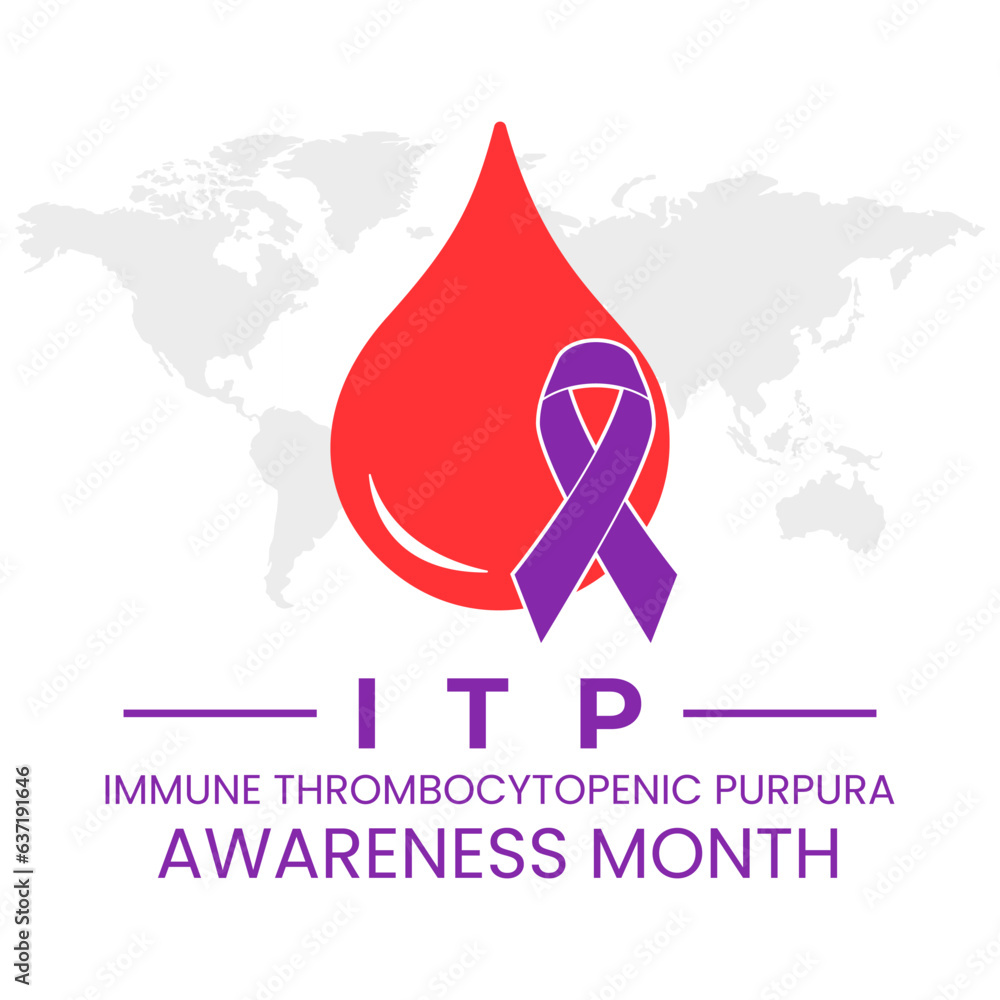Obraz premium illustration of blood and purple ribbon good for Immune thrombocytopenic purpura ITP awareness month