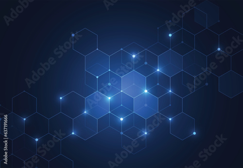 Abstract hexagonal molecular structures in technology background and science style. Medical design. Vector illustration