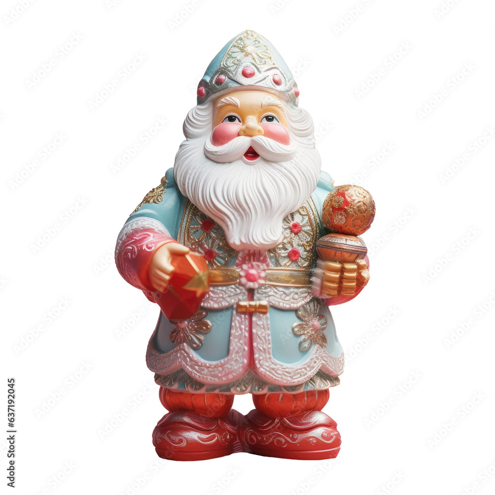 Colorful decoration on a toy of Santa Claus at Christmas time