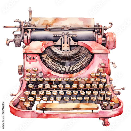 Watercolor Old Typewriter