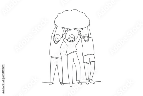 Continuous one line drawing Psychology. World mental health day concept. Doodle vector illustration.