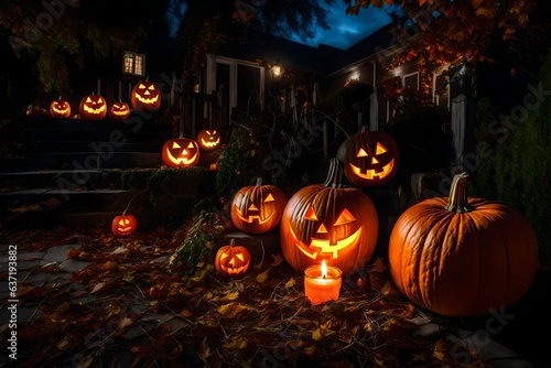 halloween pumpkin on the street - Generative AI © MuhammadTalha