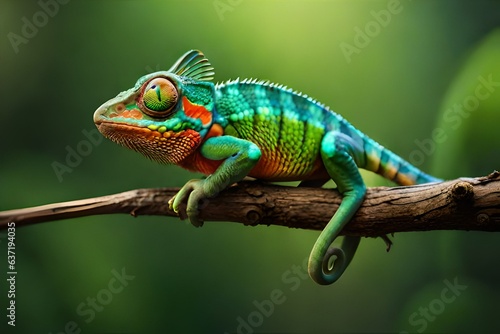 chameleon on a branch generated Ai © kashif 2158