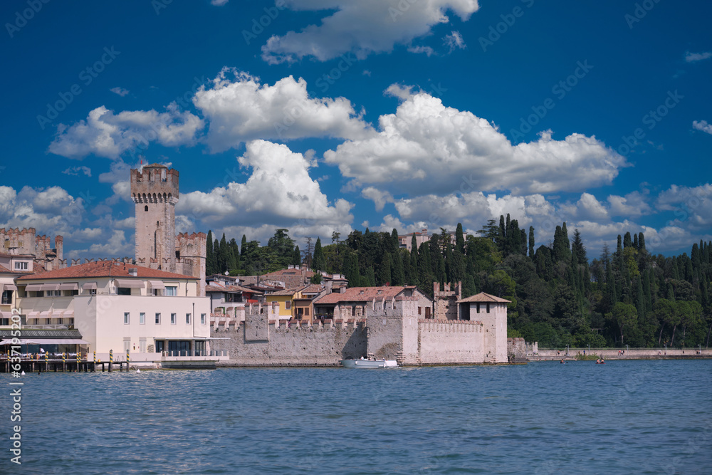 The famous Scaliger Castle on the sirmione peninsula on lake garda italy