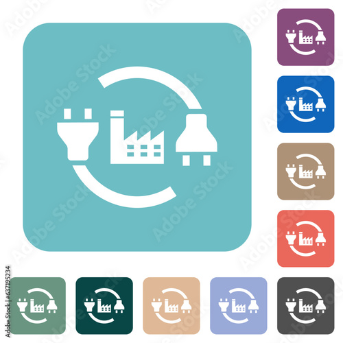 Power plant rounded square flat icons