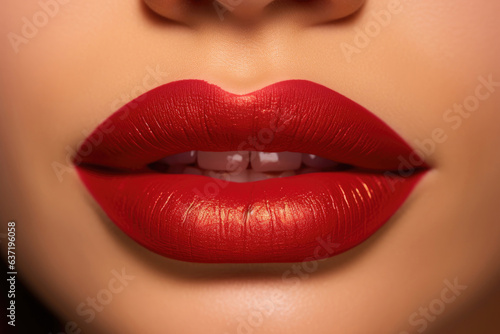 Lips in lipstick close-up