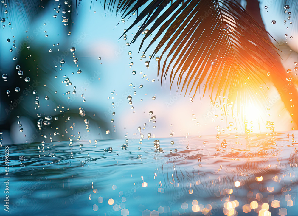 Ocean Sunset with palm tree Ocean Sunset with palm tree