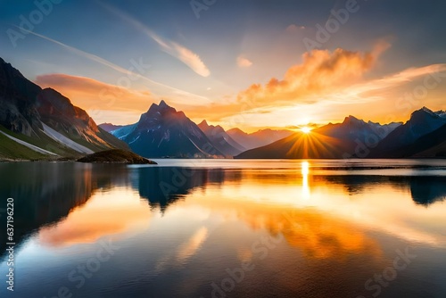 sunset over the lake © kashif
