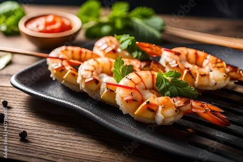grilled shrimp on a plate generated by AI