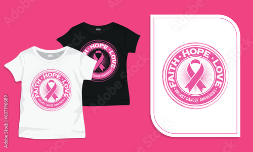 Faith hope love vintage badge breast cancer awareness t-shirt