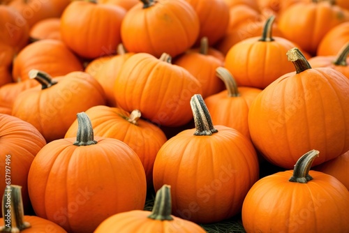 Several mini pumpkins at outdoor farmers market. Generative AI