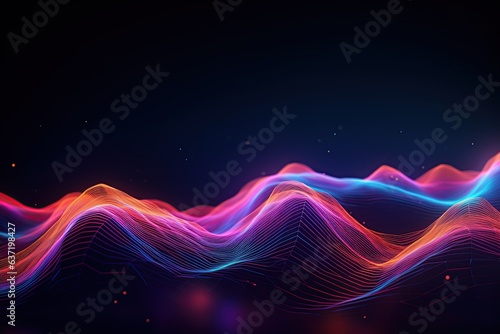 Abstract Wave digital background. Big data Network connection technology science. Generated with AI