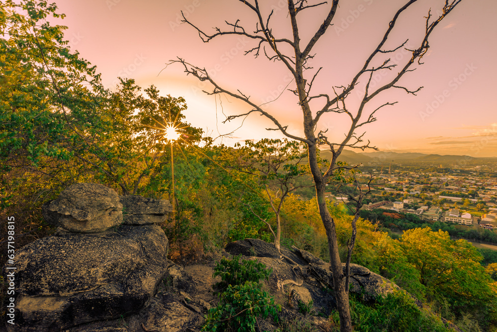 high angle nature background On the mountain overlooking the surrounding natural scenery, overlooking the sea, trees, rocks, trees, adventure tourism. high angle nature background On the mountain overlooking the surrounding natural scenery, overlooking the sea, trees, rocks, trees, adventure tourism.