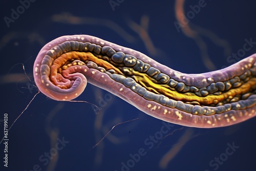 A roundworm that causes Toxocariasis under a microscope ,Generated with AI photo