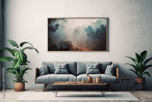 mockup living room with horizontal frame © Tomi adi kartika