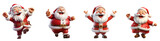 Set of 3D cartoon character Santa Claus Marry Christmas happy smile dancing have fun, isolated on white and transparent background, ai generate