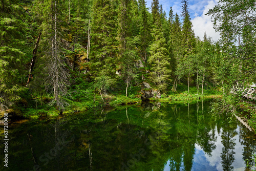 Small lake in mountains in finnish Lapland