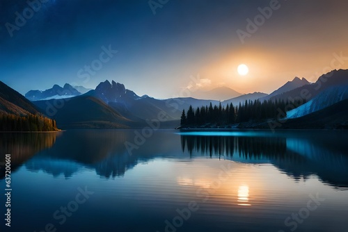 sunrise over the lake generated Ai © kashif 2158