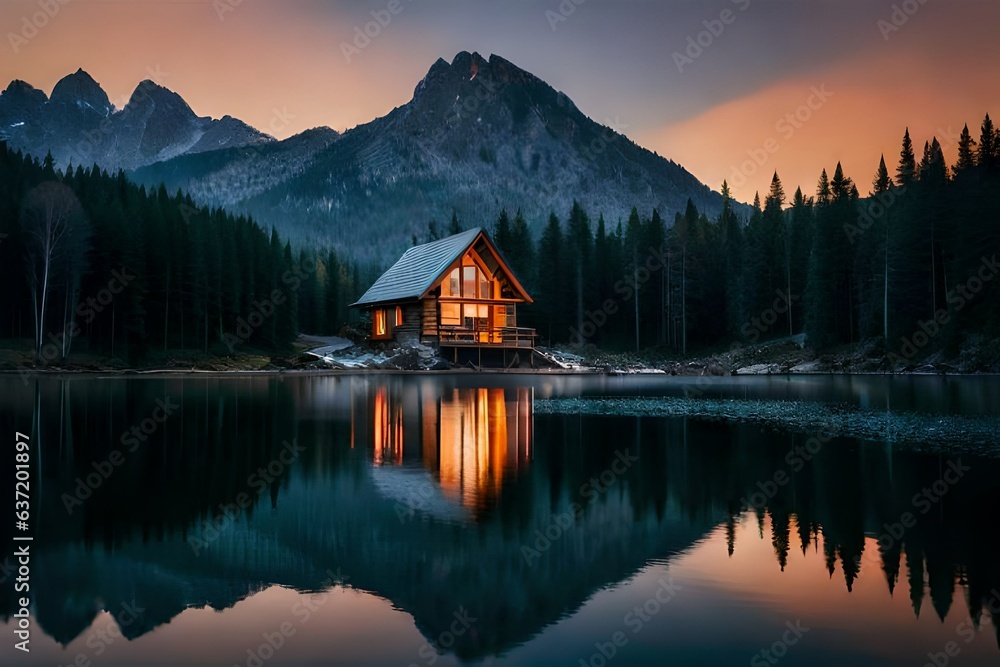 lake in the morning Generative AI lake in the morning Generative AI