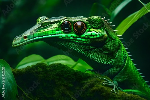 closeup of a green snake on a branch, beautiful Wallpaper, Landscape, and Background - Generative AI