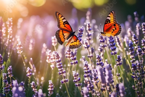 butterflies over lavender fields, beautiful Wallpaper, Landscape, and Background - Generative AI © MuhammadTalha