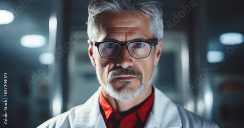 Portrait of male doctor standing, generative ai
